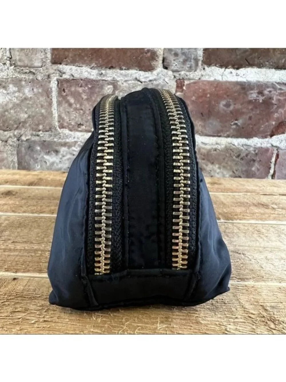 Victoria’s Secret Black Nylon with Gold Hardware Makeup Bags Set of 2